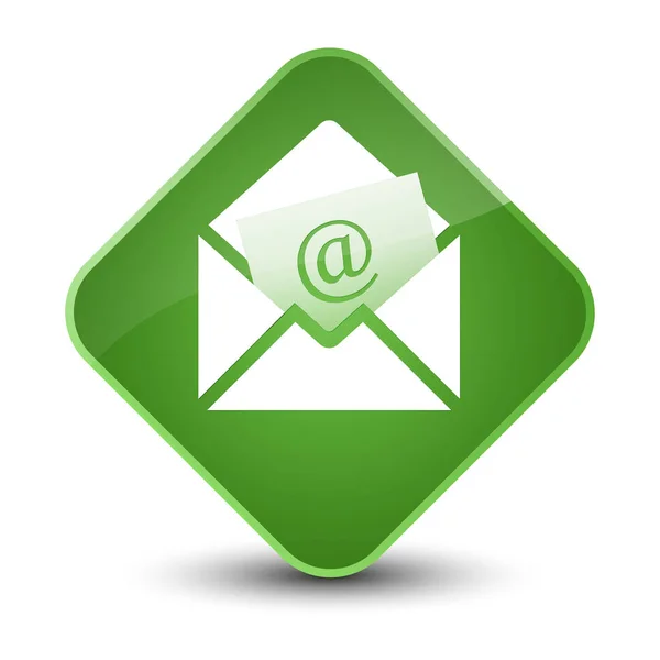 Newsletter ícone de e-mail elegante botão de diamante verde suave — Fotografia de Stock