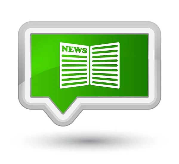 Newspaper icon prime green banner button — Stock Photo, Image