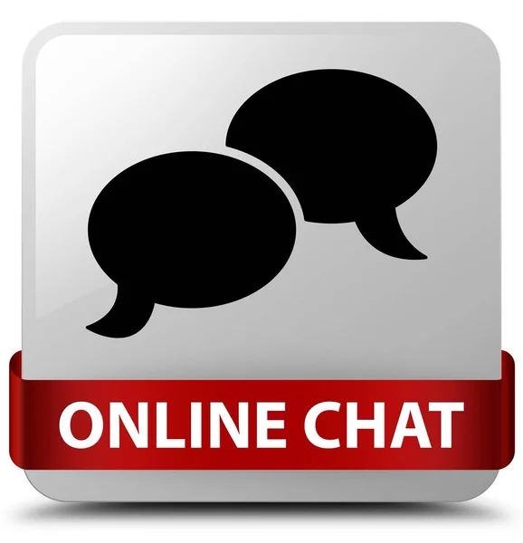 Online chat tombol persegi putih pita merah di tengah — Stok Foto