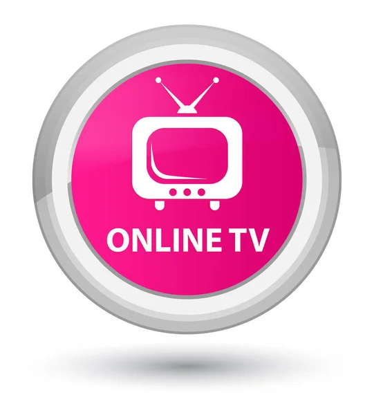 Online tv prime rosa botón redondo —  Fotos de Stock