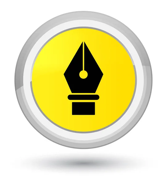 Pen icon prime yellow round button — Stock Photo, Image