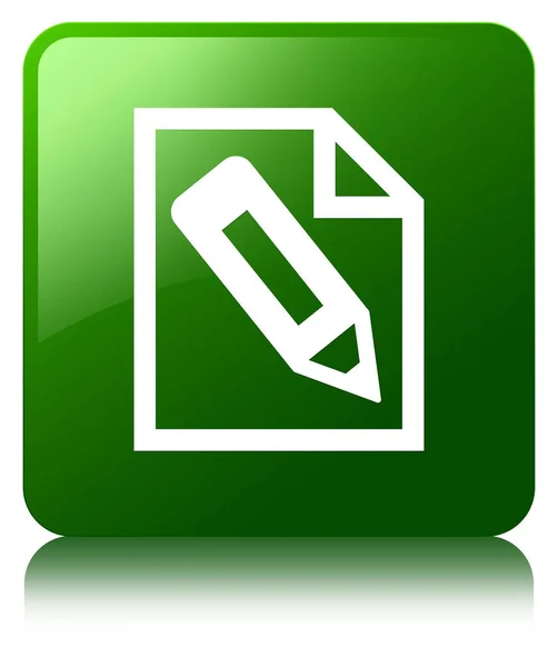 Pencil in page icon green square button — Stock Photo, Image