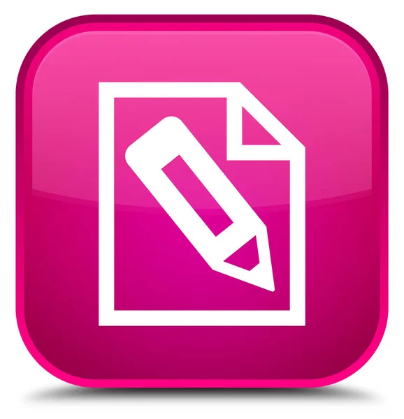 Matita in icona pagina speciale pulsante quadrato rosa — Foto Stock