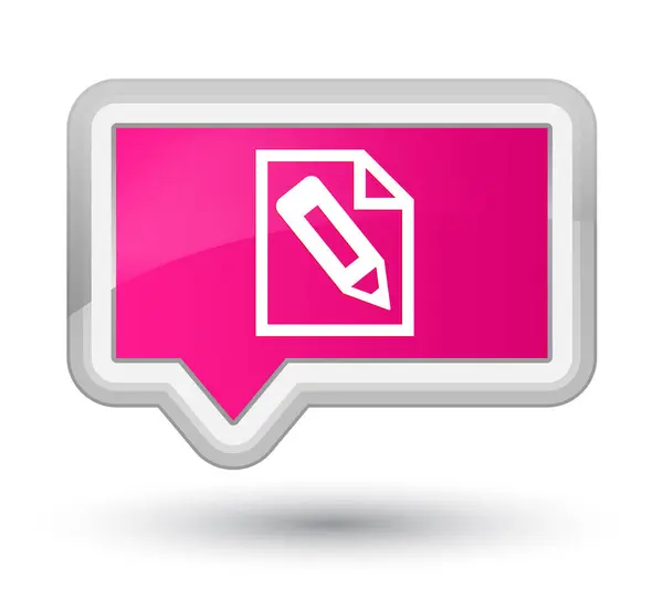 Potlood in de knoop van de voornaamste roze banner van het pictogram van de pagina — Stockfoto