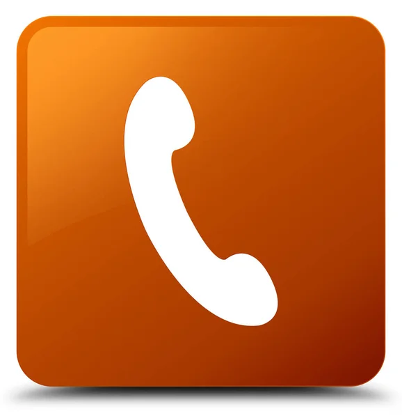 Telefoon pictogram bruin vierkante knop — Stockfoto