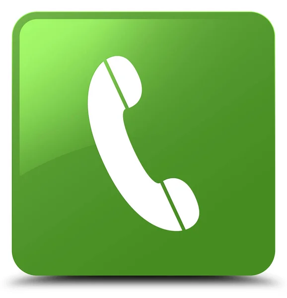 電話アイコン ソフト緑四角ボタン — ストック写真