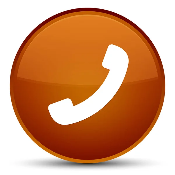 Phone icon special brown round button — Stock Photo, Image