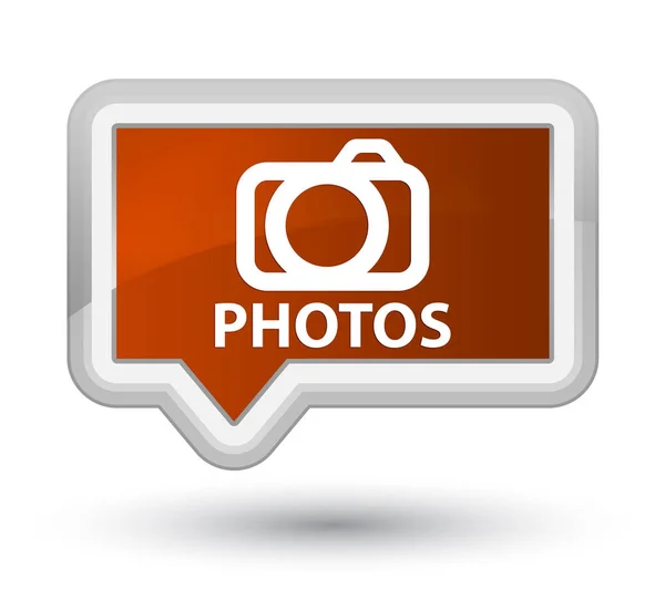 Fotos (ícone da câmera) botão de banner marrom principal — Fotografia de Stock