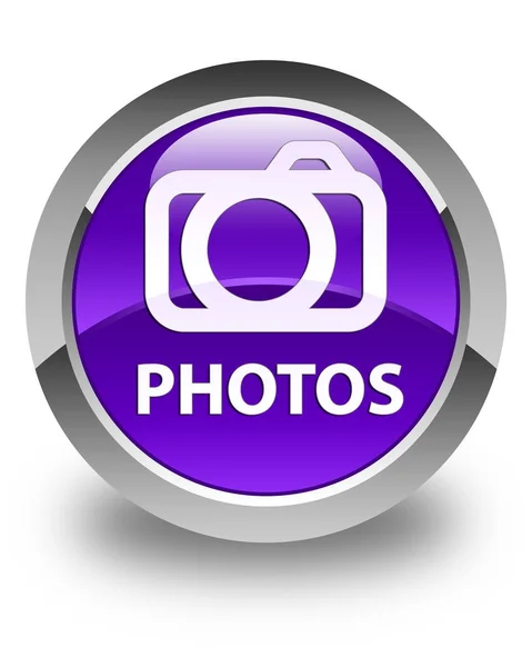 Φωτογραφίες (εικονίδιο κάμερας) γυαλιστερό μωβ στρογγυλό κουμπί — Φωτογραφία Αρχείου