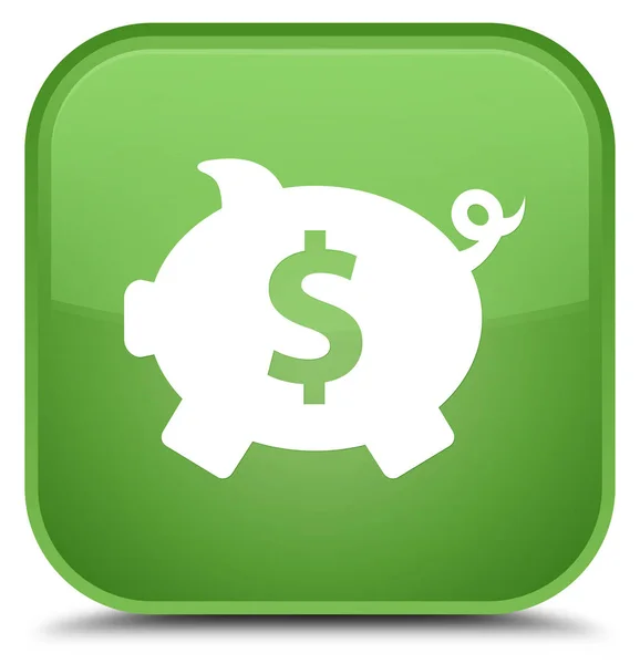 Piggy bank dollarteken speciale zachte groene vierkante knoop van het pictogram — Stockfoto
