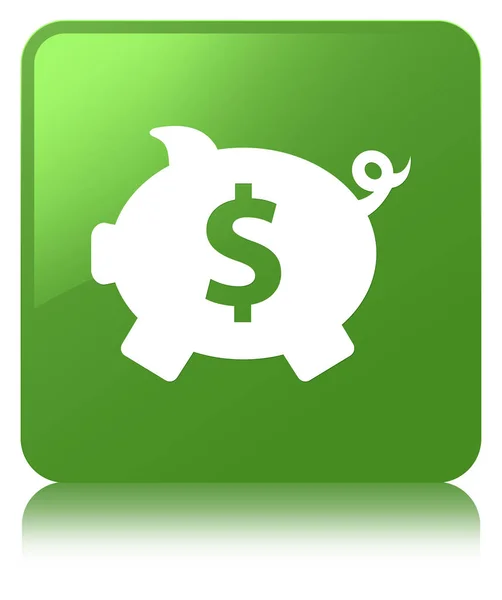 Piggy banco dólar sinal ícone verde suave botão quadrado — Fotografia de Stock