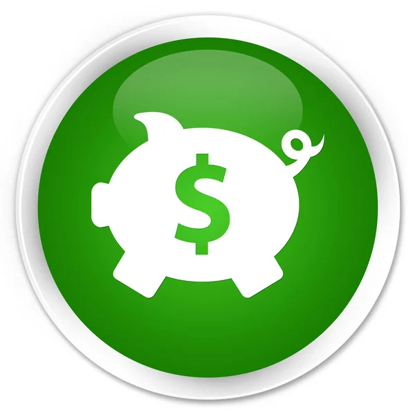 Piggy banco dólar sinal ícone prémio verde botão redondo — Fotografia de Stock