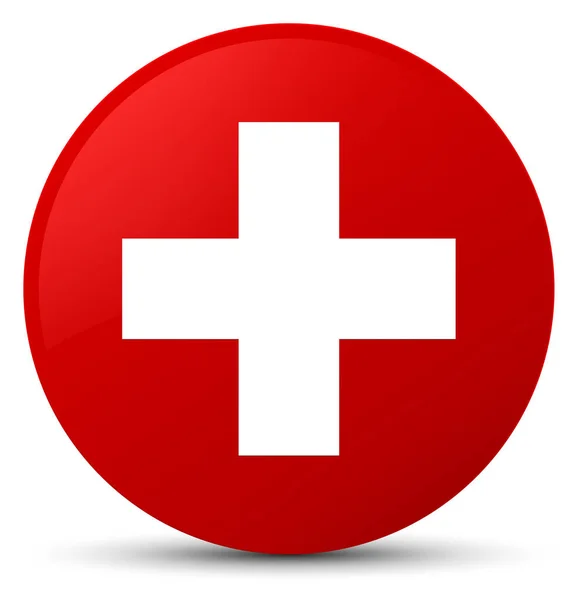 Plus icon red round button — Stock Photo, Image