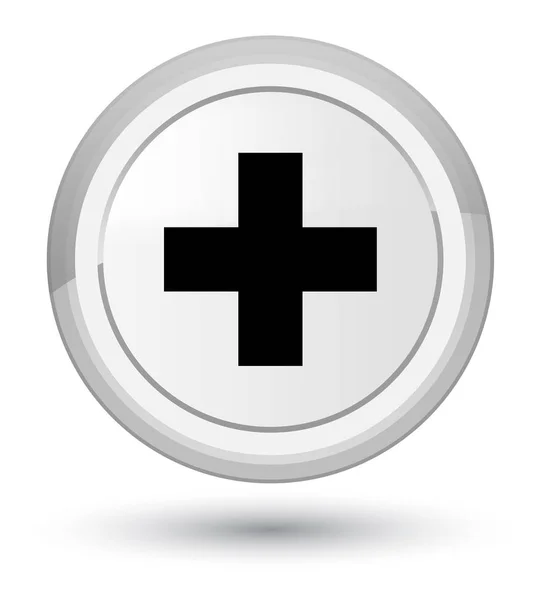 플러스 아이콘 주요 흰색 라운드 버튼 — 스톡 사진