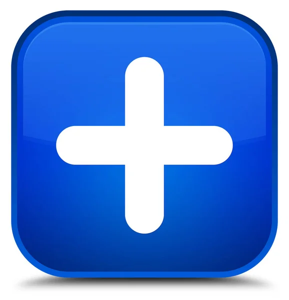 プラス アイコン特別な青い正方形ボタン — ストック写真