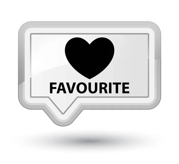 Favourite (heart icon) prime white banner button — Stock Photo, Image