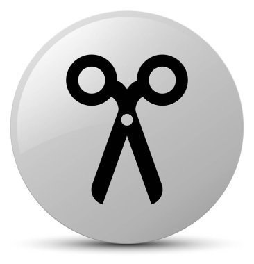 Makas simgesi Beyaz yuvarlak düğmesi