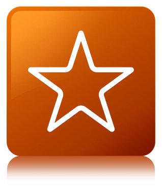 Yıldız simgesi kahverengi kare düğme