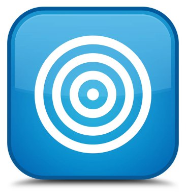 Hedef simgesi özel camgöbeği mavi kare düğme