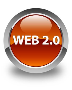 Web 2.0 parlak kahverengi yuvarlak düğme