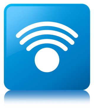 WiFi kutsal kişilerin resmi camgöbeği mavi kare düğme