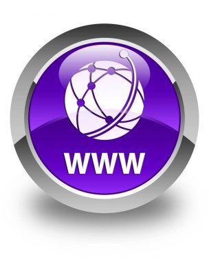 Www (küresel ağ simgesini) parlak mor yuvarlak düğmesi