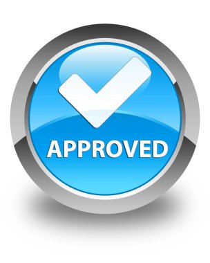 Onaylı (simge doğrulama) parlak mavi düğme mavi