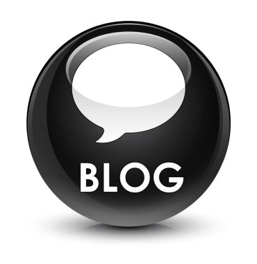 Blog (görüşme simgesi) cam gibi siyah yuvarlak düğmesi