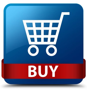 Mavi kare düğme kırmızı kurdele orta satın