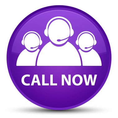 (Müşteri bakım ekibi simgesi) özel mor yuvarlak şimdi düğme