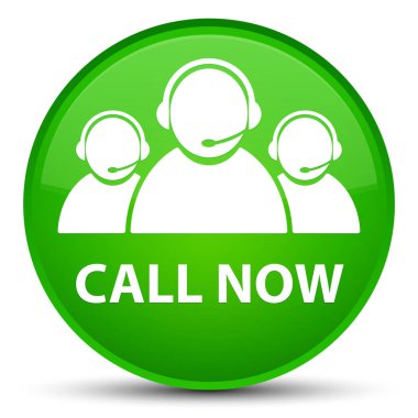 (Müşteri bakım ekibi simgesi) özel yeşil yuvarlak şimdi düğme