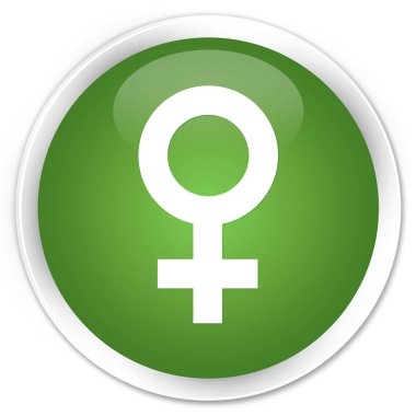 Kadın işaret kutsal kişilerin resmi sigorta primi yumuşak yeşil yuvarlak düğme