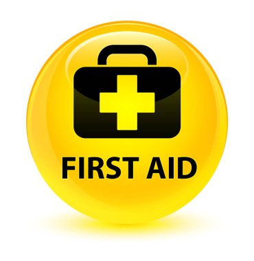 İlk yardım camsı sarı yuvarlak düğmesi