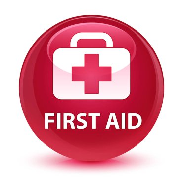 İlk yardım camsı pembe yuvarlak düğmesi