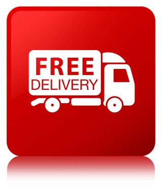 Ücretsiz teslimat kamyonu kutsal kişilerin resmi kırmızı kare düğme