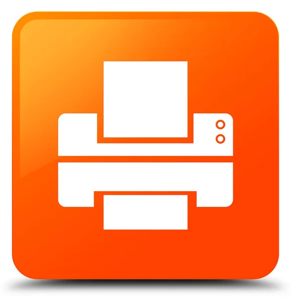 Ícone da impressora laranja botão quadrado — Fotografia de Stock