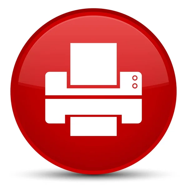 Ícone da impressora botão redondo vermelho especial — Fotografia de Stock