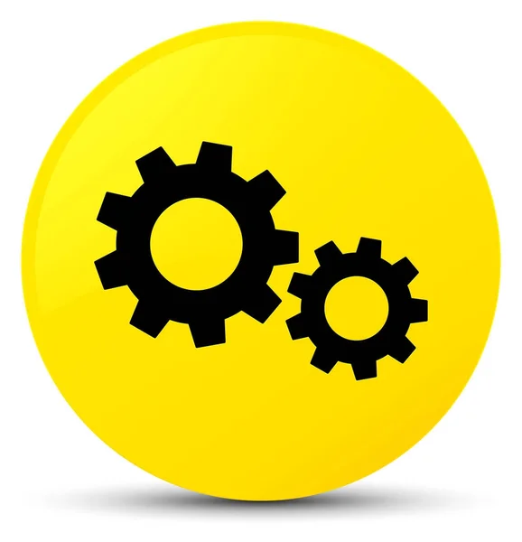 Processo icona giallo pulsante rotondo — Foto Stock