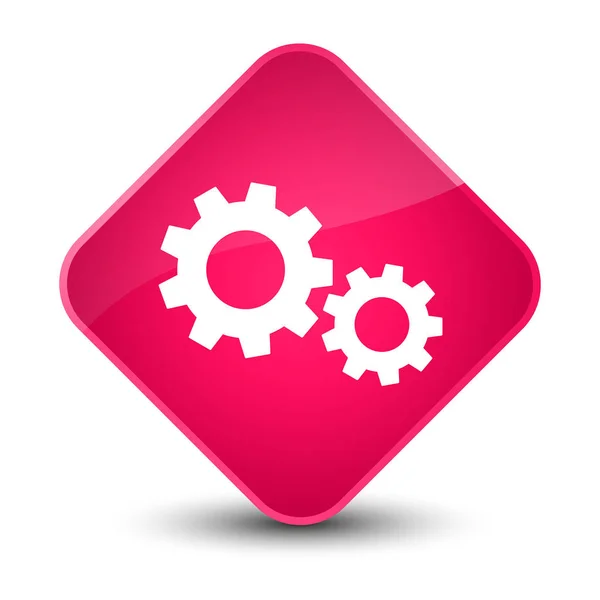 Process icon elegant pink diamond button — Stock Photo, Image