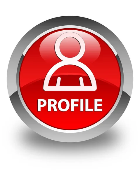 Błyszczący czerwony okrągły przycisk profil (ikona składnika) — Zdjęcie stockowe