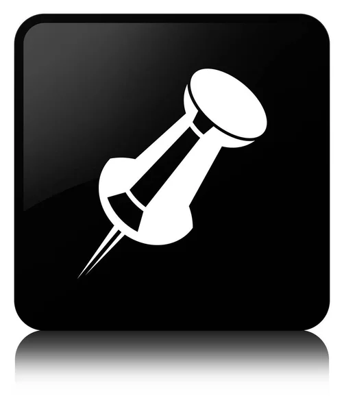 푸시 핀 아이콘 검은 사각형 버튼 — 스톡 사진