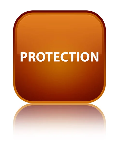 Ochrana speciální hnědé čtvercové tlačítko — Stock fotografie