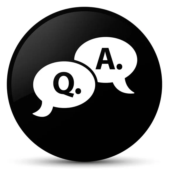 Question answer bubble icon black round button — Stock Photo, Image