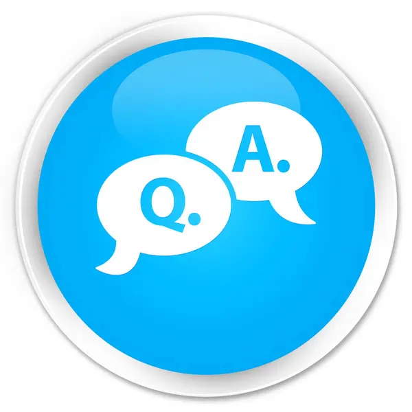 Pregunta respuesta burbuja icono premium cyan azul botón redondo — Foto de Stock