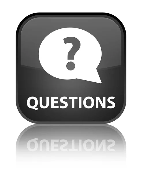 Questions (bubble icon) special black square button — Stock Photo, Image