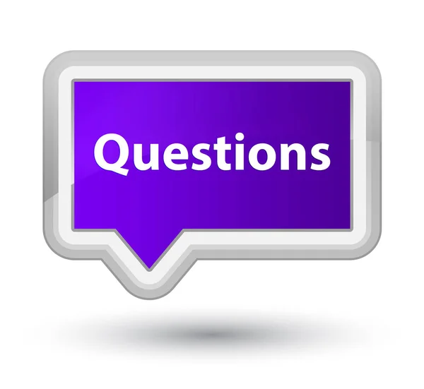 Perguntas botão de banner roxo principal — Fotografia de Stock