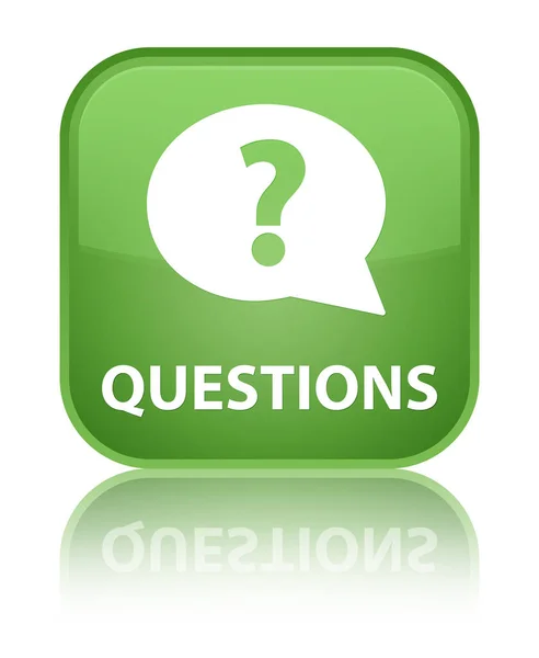 Perguntas (ícone de bolha) botão quadrado verde suave especial — Fotografia de Stock