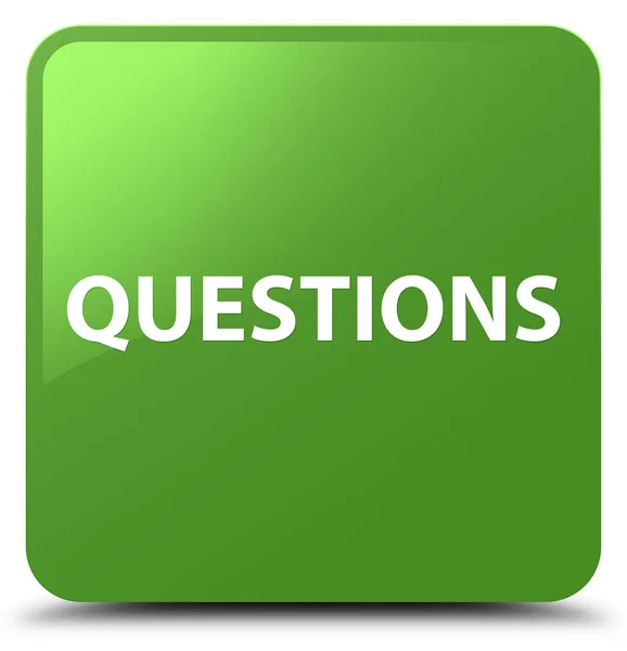 Questions soft green square button — Stock Photo, Image