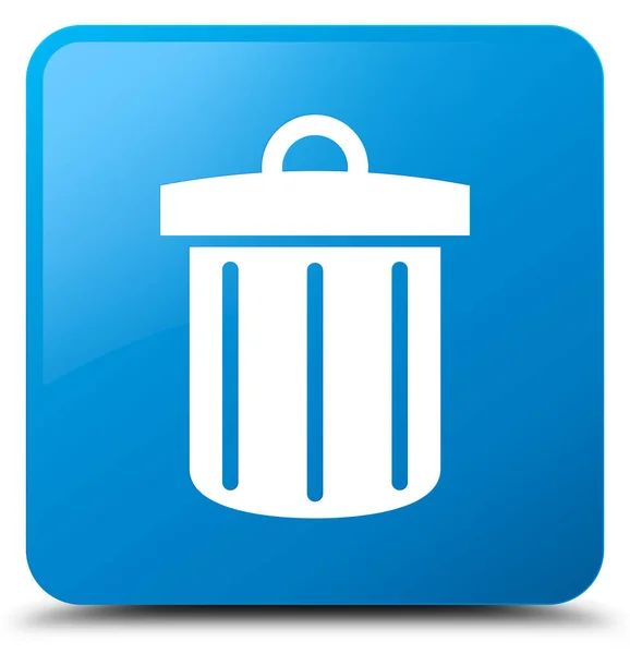 Recycleren bin pictogram cyaan blauw vierkante knop — Stockfoto