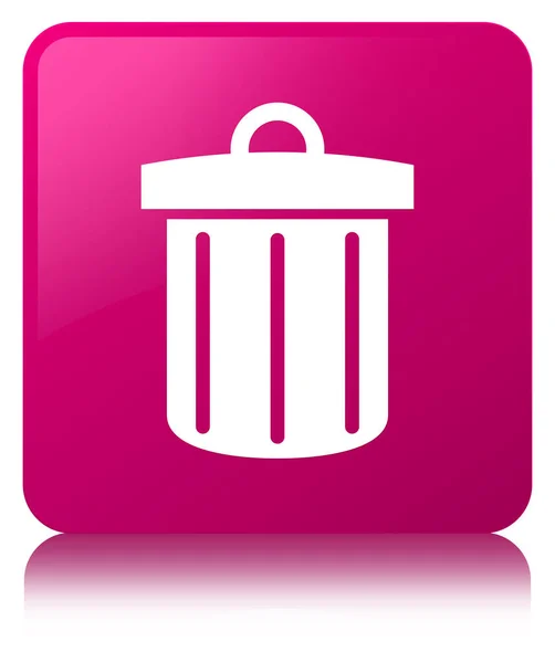 Recycle bin icon pink square button — Stock Photo, Image